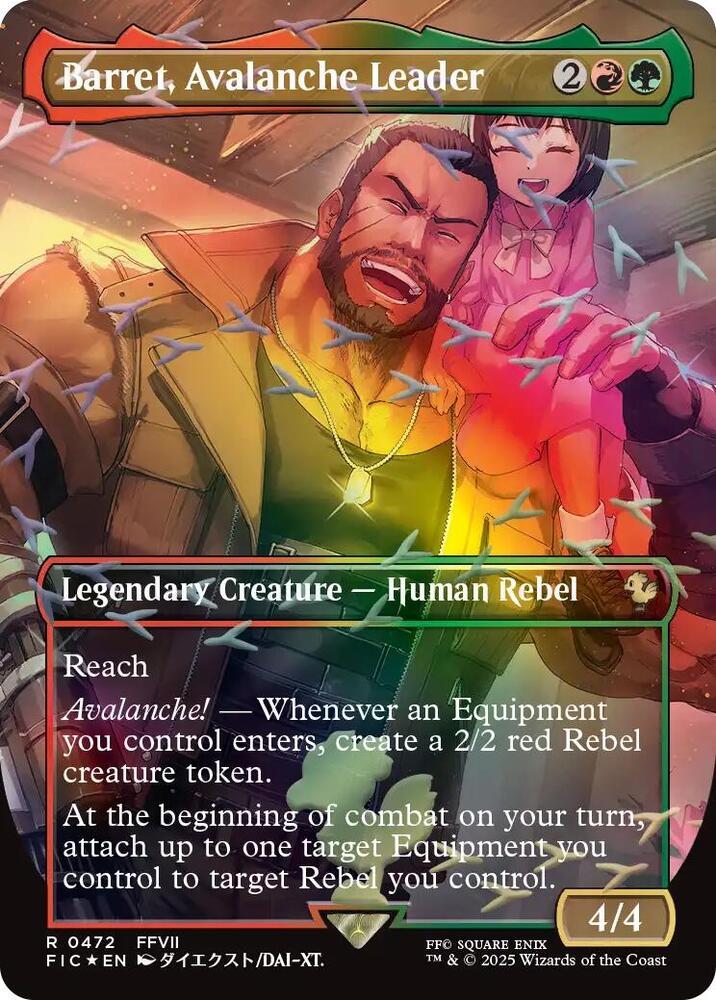 Barret, Avalanche Leader (Borderless) (Chocobo Track Foil) - Commander: FINAL FANTASY (FIC)