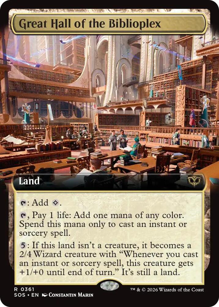 Great Hall of the Biblioplex (Extended Art) - Secrets of Strixhaven (SOS) - FOIL
