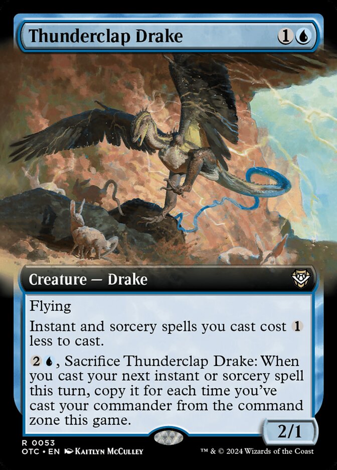 Thunderclap Drake (Extended Art) - Commander: Outlaws of Thunder Junction (OTC)