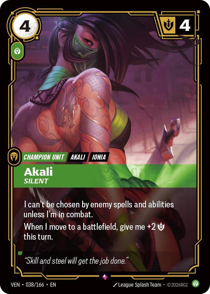 Akali, Silent - Vendetta Riftbound card