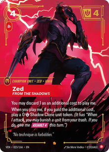 Zed, From the Shadows - Vendetta Riftbound card