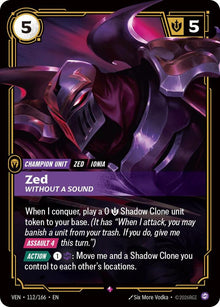 Zed, Without a Sound - Vendetta Riftbound card