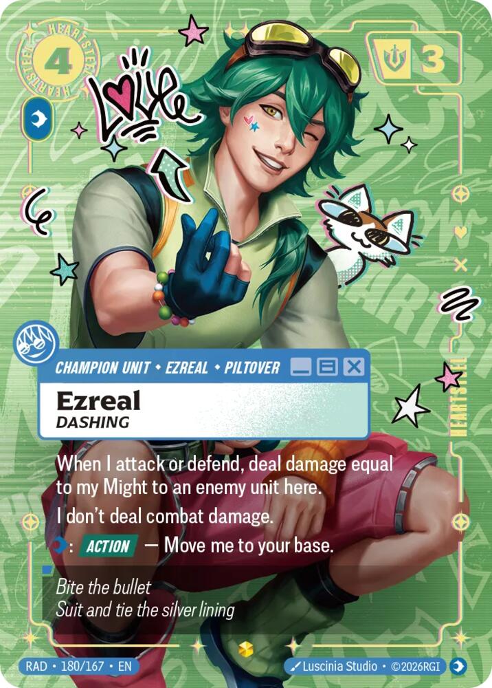 Ezreal, Dashing (Heartsteel Overnumbered) - 180/167 - Radiance (RAD)