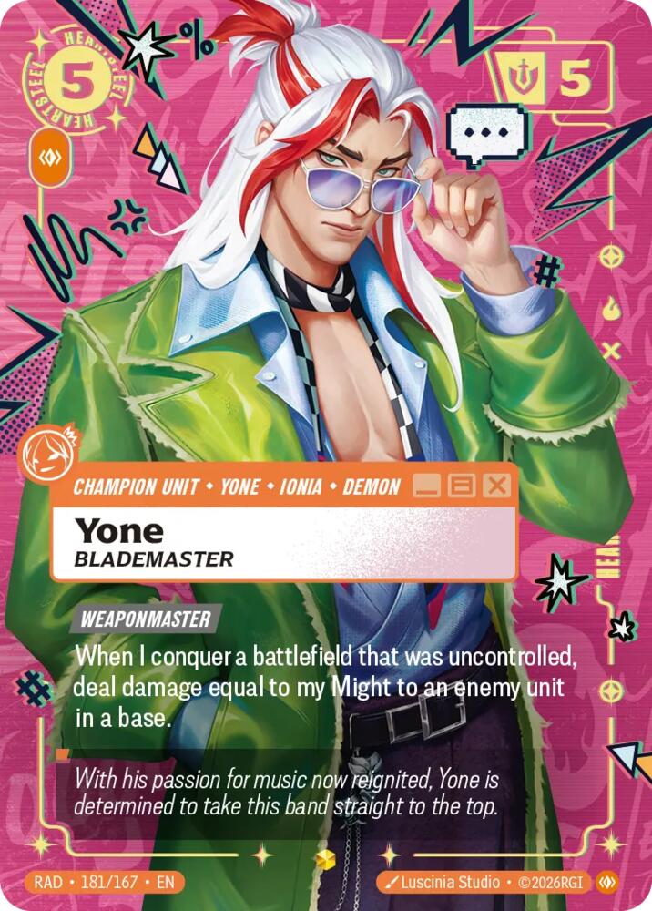 Yone, Blademaster (Heartsteel Overnumbered) - 181/167 - Radiance (RAD)