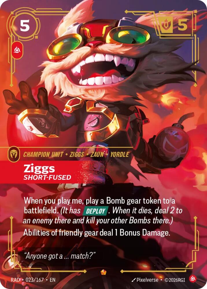 Ziggs, Short-Fused - 023/167 - Radiance (RAD)