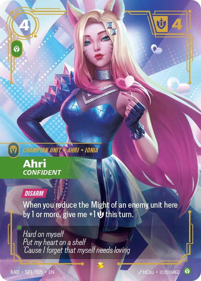 Ahri, Confident (K/DA Special Art Card) - SP1/005 - Radiance (RAD)