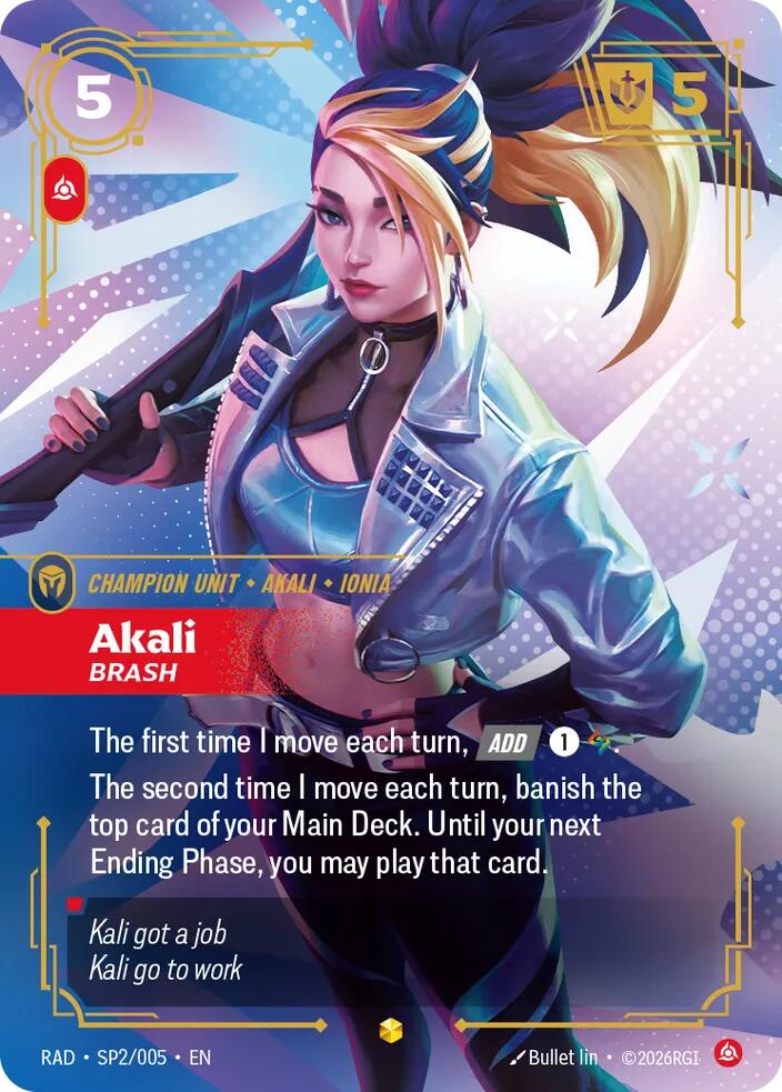 Akali, Brash (K/DA Special Art Card) - SP2/005 - Radiance (RAD)