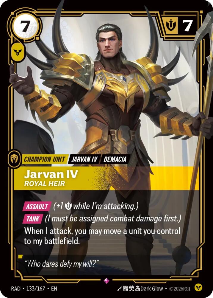 Jarvan IV, Royal Heir - 133/167 - Radiance (RAD)