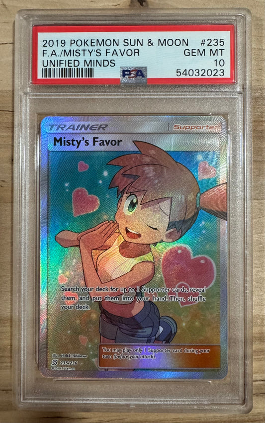 Misty’s Favor (Full Art) - SM Unified Minds 235/236 - PSA 10