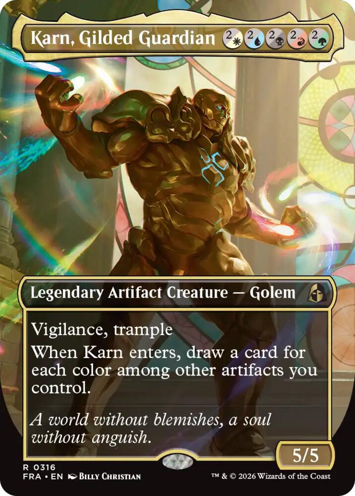 Karn, Gilded Guardian (Borderless) - Reality Fracture (FRA) 316 - FOIL