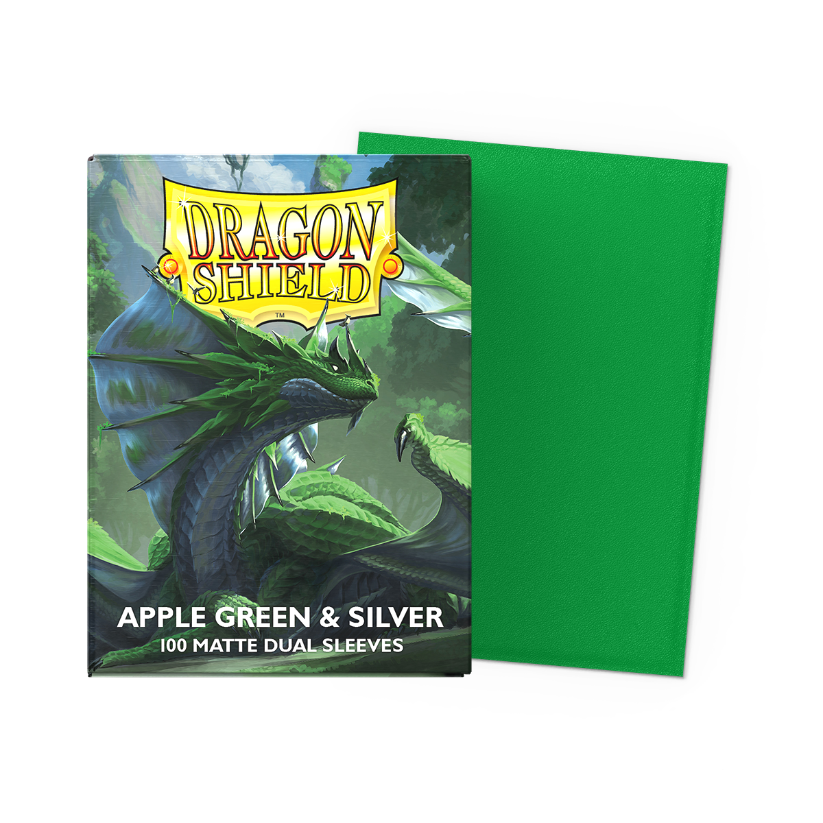 Matte Dual Apple Green & Silver Dragon Shield sleeves