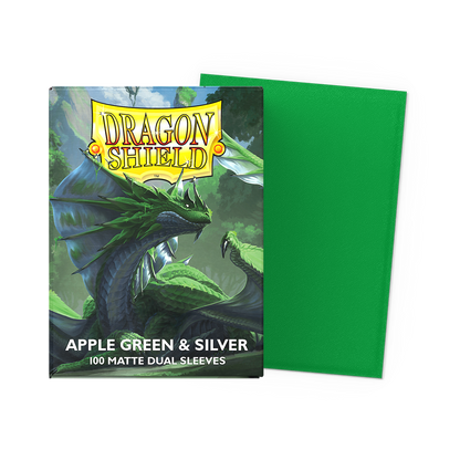 Matte Dual Apple Green & Silver Dragon Shield sleeves