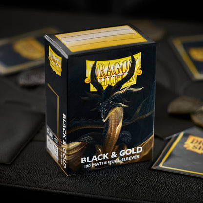Matte Dual Black & Gold Dragon Shield sleeves