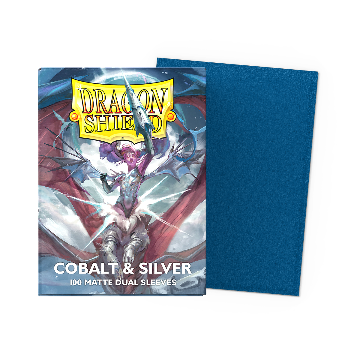 Matte Dual Cobalt & Silver Dragon Shield sleeves