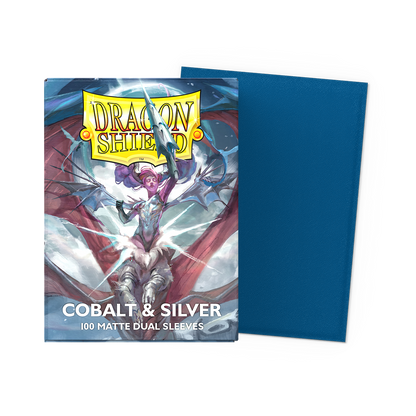 Matte Dual Cobalt & Silver Dragon Shield sleeves