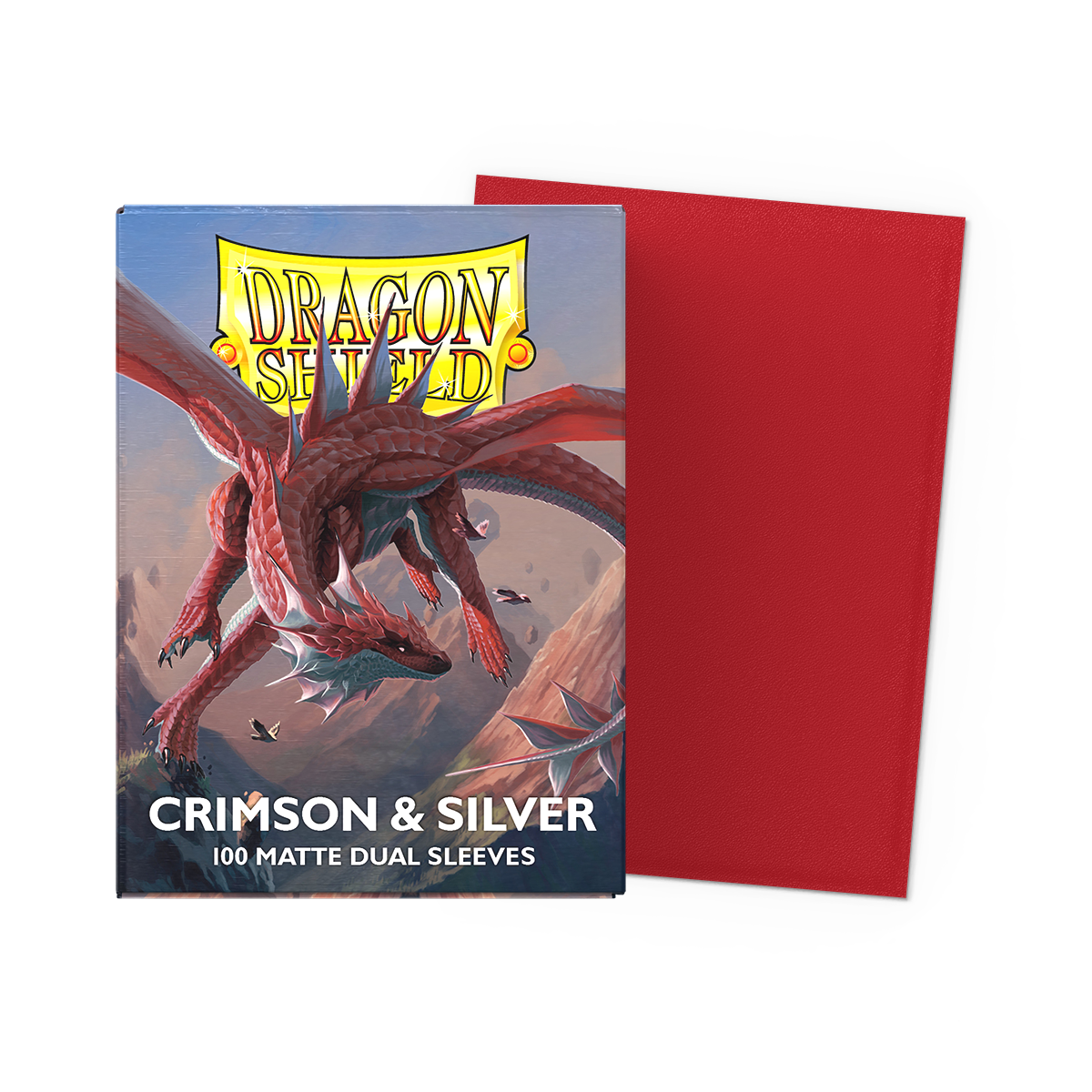 Matte Dual Crimson & Silver Dragon Shield sleeves