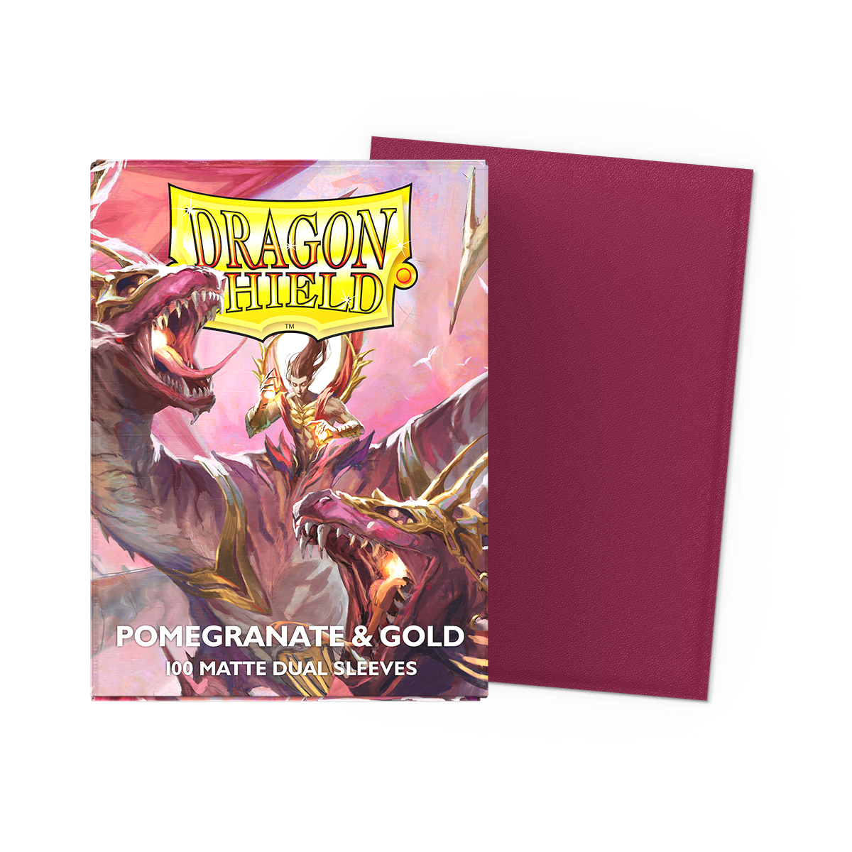Matte Dual Pomegranate & Gold Dragon Shield sleeves