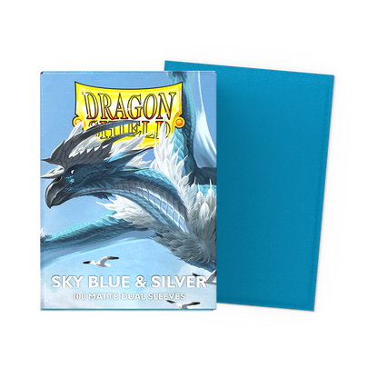 Matte Dual Sky Blue & Silver Dragon Shield sleeves